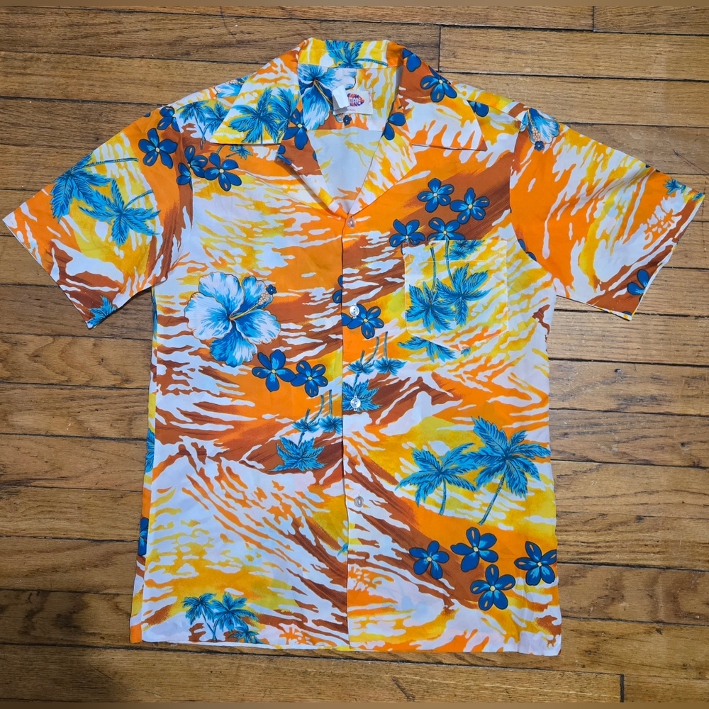 vtg 60/70s Pomare Hawaii S Floral Hawaiian Shirt